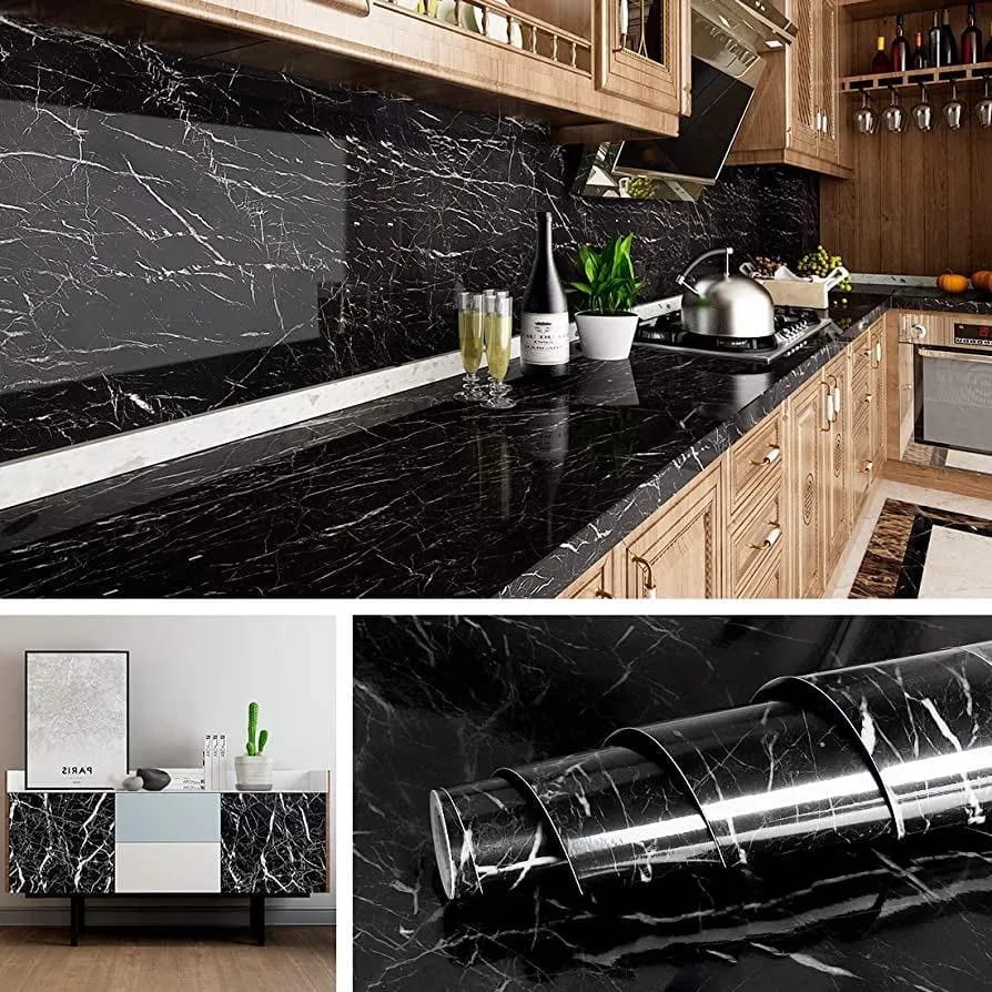 Black Marble Sheet for Kitchen Walls & Countertops!