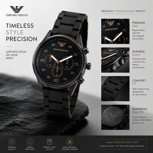 Emporio Armani Chronograph Watch Stainless Steel Black